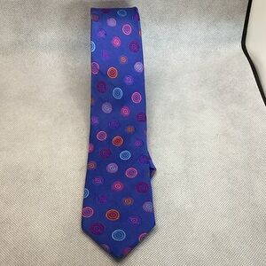 Geoffrey Beene Purple Blue Tie with Multicolor Circular Motif